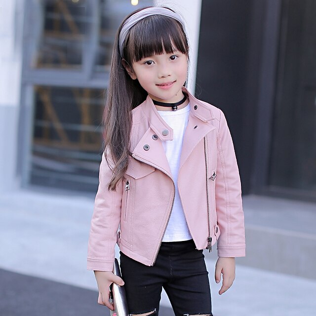 Baby & Kids Girls Clothing | Kids Girls Coat Long Sleeve Black Pink Red Solid Color Fall Winter Cool 2-8 Years - WB83203