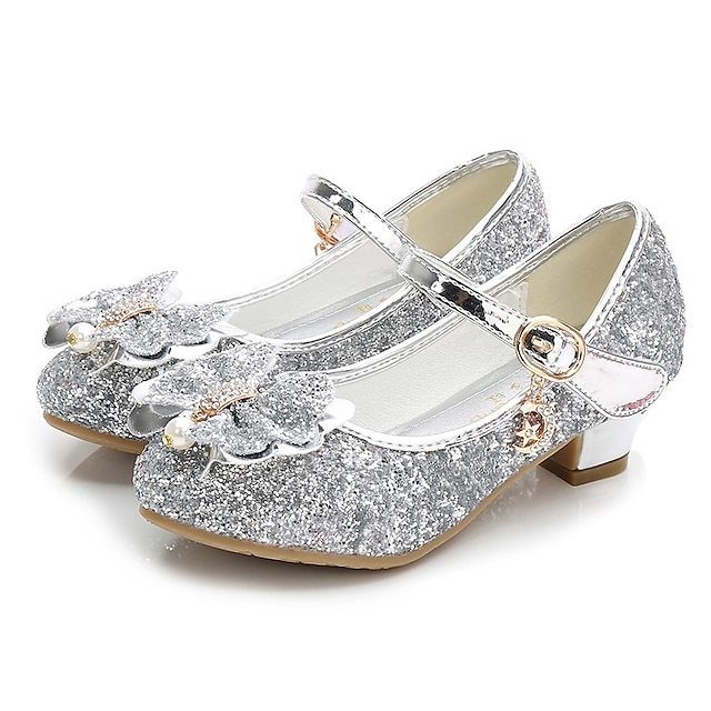 Girls' Heels Daily Glitters Dress Shoes Heel Rubber PU Breathability ...