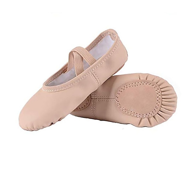  Fete Pantofi de Balet Pantofi de Dans Performanță Yoga Cizme din piele Pantofi de confort Balerini Adidași Talpă Despărțită Toc Drept Vârf rotund Bandă elastică Care alunecă Pentru copii Migdal