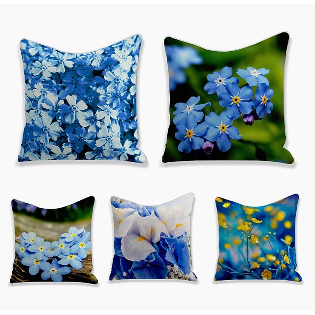 Home & Garden Home Decor | Flower Portrait Double Side Cushion Cover 5PC Soft Decorative Square Throw Pillow Cover Cushion Case 