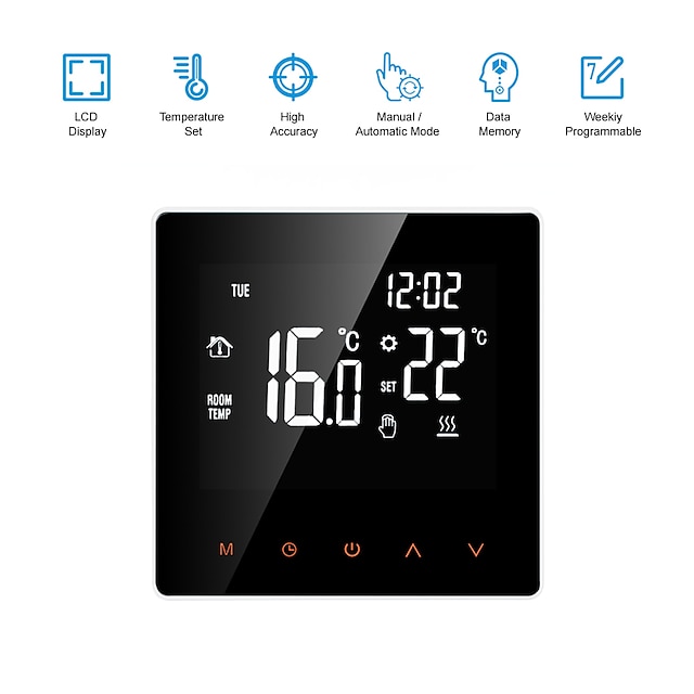  avatto tuya smart termostat elektrisk gulvvarme vann/gass kjele temperatur fjernkontroll for vann/gass kjele arbeid