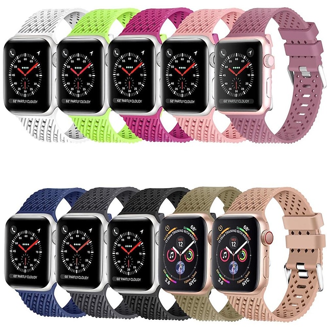 

Smart Watch Band for Apple iWatch Series 7 / SE / 6/5/4/3/2/1 Apple Watch Series7/6/5/4/3/2/1 / SE 38/40/41mm Apple Watch Series7/6/5/4/3/2/1 / SE 42/44/45mm Silicone Smartwatch Strap Soft Breathable