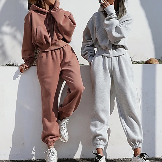 Sports & Outdoors Running, Jogging & Walking | Womens 2 Piece Tracksuit Hoodie Sweatsuit Athleisure Long Sleeve Oversized Sweats