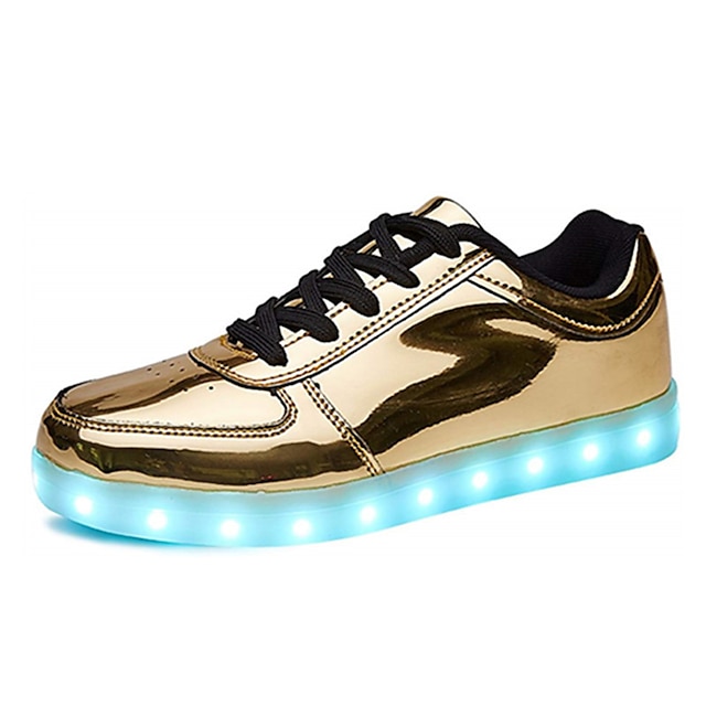  Herre Treningssko LED-sko skate sko Sportslig Fritid utendørs Daglig Syntetisk Snøring Svart Hvit Sølv Sommer Vår
