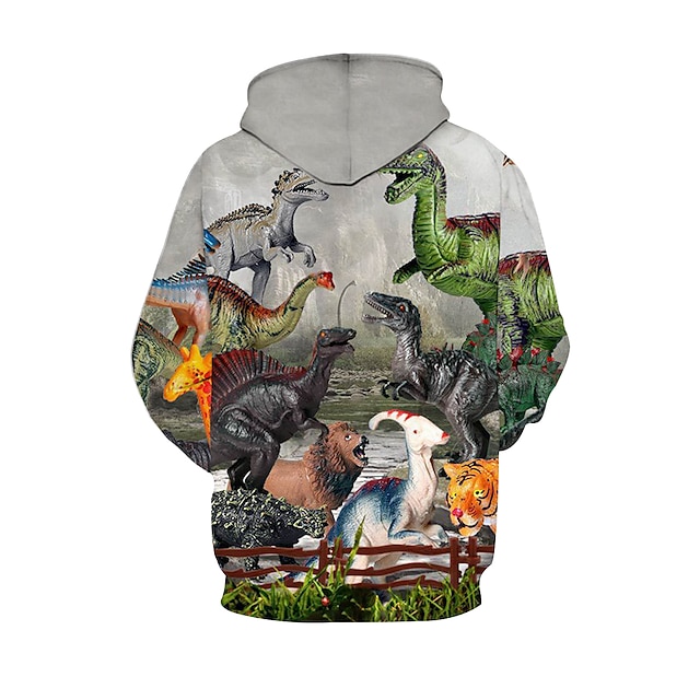 Baby & Kids Boys Clothing | Kids Boys Hoodie Long Sleeve Dinosaur Light gray Children Tops Fall Active Regular Fit 4-12 Years - 