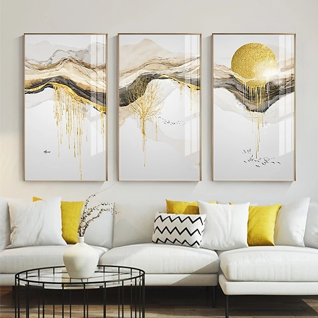 Circular Sun Tree Canvas Gold Foil Poster Art Print Wall Chic Picture Home Decor 
