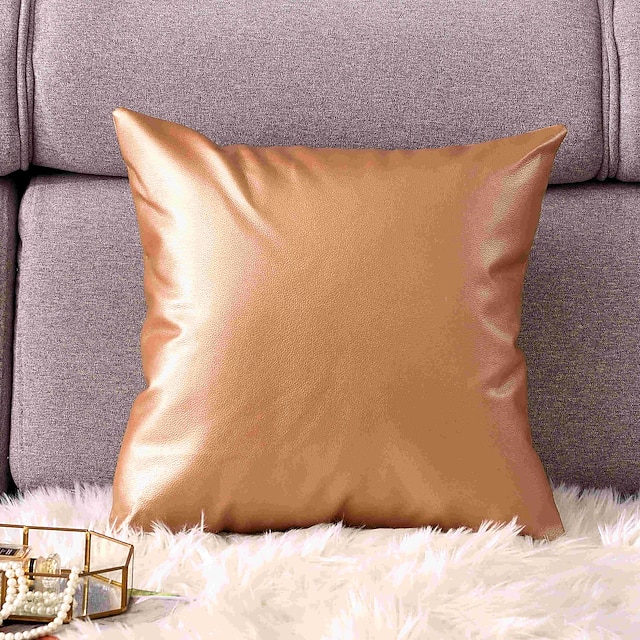 Home & Garden Home Decor | PillowCase Fashion Simplicity PU Soft Skin Solid Color Splicing Style Pillow Case Cover Living Room B