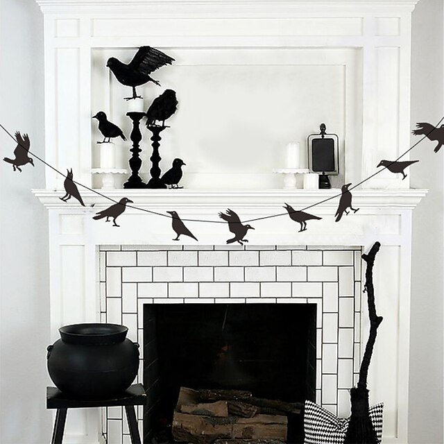 Home & Garden Home Decor | Halloween Decorations Black Birds Crow Latte Flag Halloween Party Decorations - GJ67015