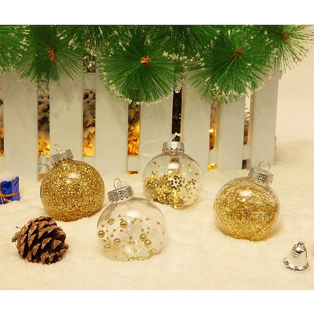 Home & Garden Home Decor | 6cm 24pcs Christmas Ball Decorations PET Transparent Christmas Ball Set Christmas Tree Pendant gift -