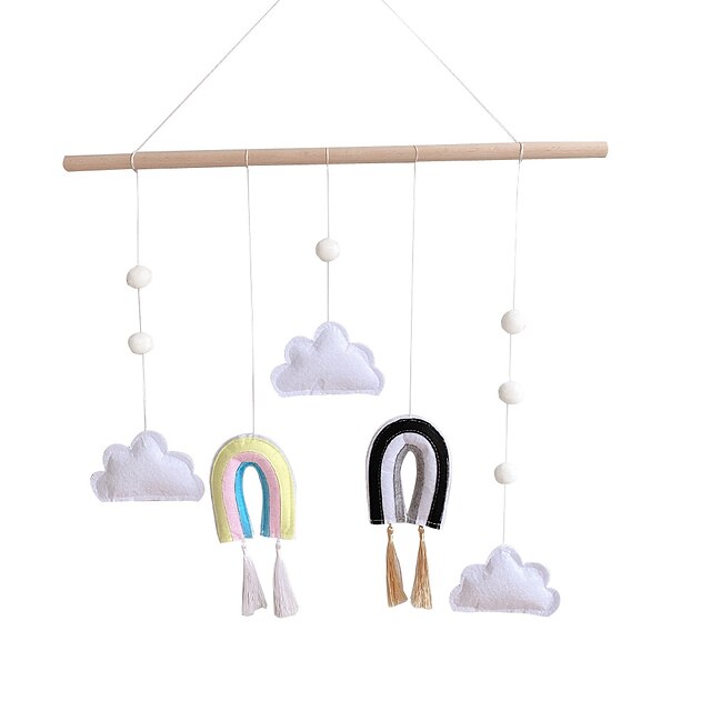 Home & Garden Home Decor | kids room felt cloud wall hanging decor rainbow wall decoration for baby girl boy room decor(pink sys