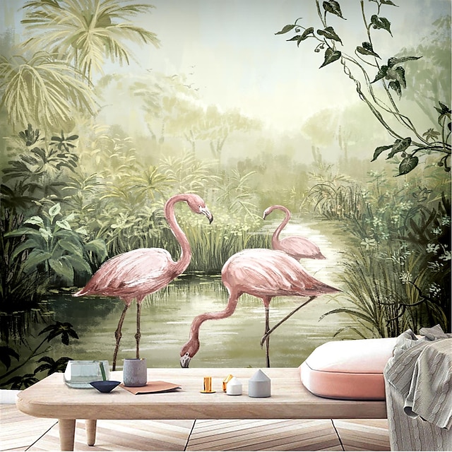  tapet mural autocolant de perete care acoperă imprimare personalizate peel și stick detașabil autoadeziv pictura peisaj zone umede flamingo pvc / vinil decor acasă