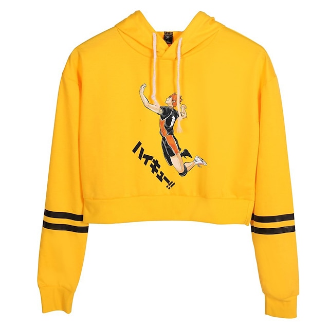 Toys & Hobbies Cosplay & Costumes | Inspired by Haikyuu Shoyo Hinata Crop Top Hoodie Anime Polyster Print Harajuku Graphic Kawai