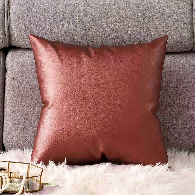 Home & Garden Home Decor | PillowCase Fashion Simplicity PU Soft Skin Solid Color Splicing Style Pillow Case Cover Living Room B