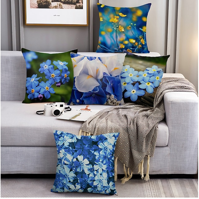 Home & Garden Home Decor | Flower Portrait Double Side Cushion Cover 5PC Soft Decorative Square Throw Pillow Cover Cushion Case 