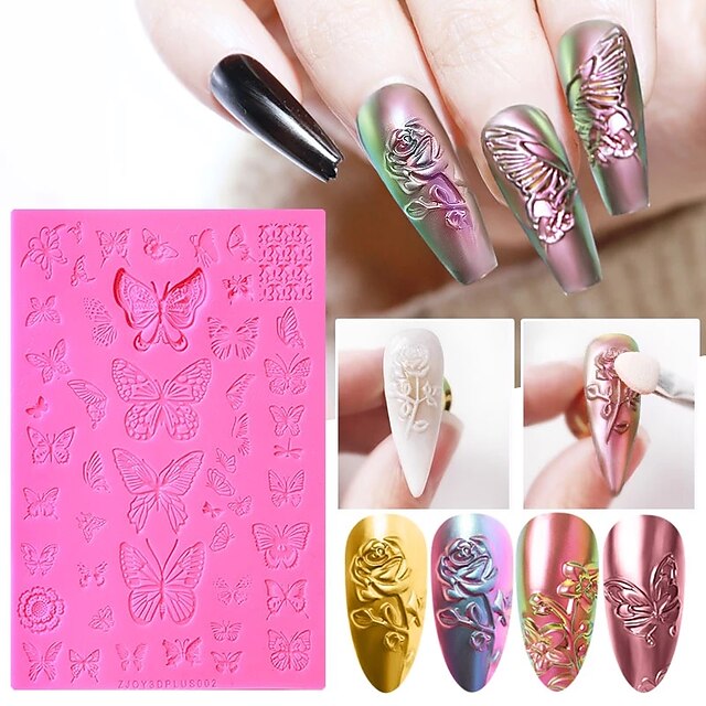  1pcs Silicone Nail Plate for Stamping Fashion Flower Nails Art Stamp Templates Tools Accessories for DIY Manicure