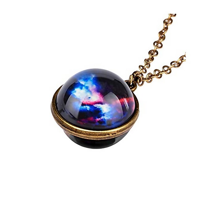  náhrdelník s planetou farjing, záře v systému temných galaxií oboustranná skleněná kopule planetový náhrdelník přívěsek šperk dárek