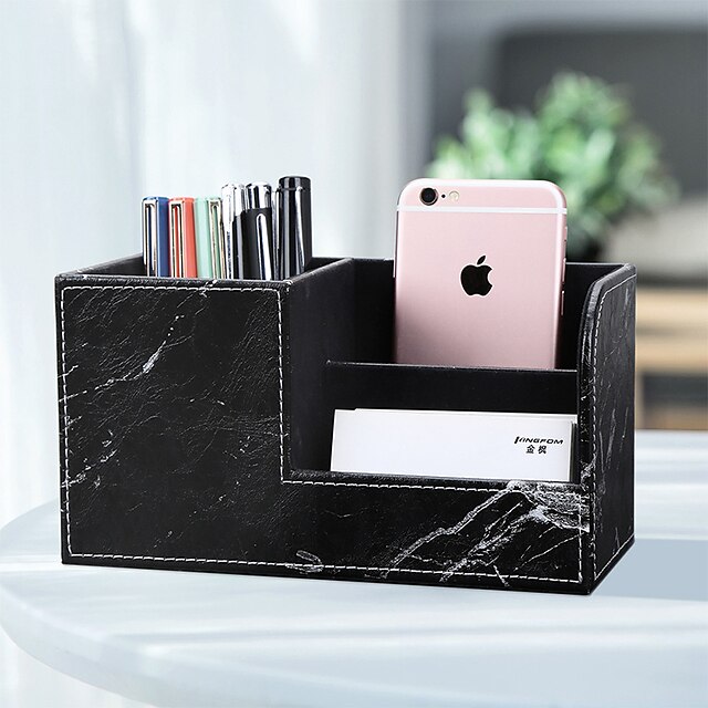 Consumer Electronics Stationery | Office Desktop Stationery Storage Box Compartment Simple Plastic Pen Holder 20.3*9.3*11cm - BZ