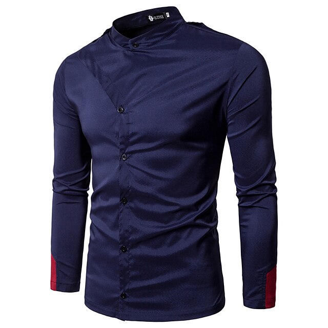 Mens Clothing Mens Shirts | Mens Casual Shirt Solid Colored Collar Casual Daily Button-Down Long Sleeve Tops Casual Fashion Brea