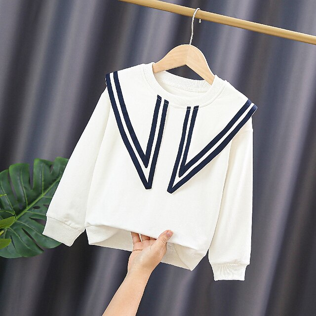 Baby & Kids Girls Clothing | Kids Girls Sweatshirt Stripe White Cotton Children Tops Fall Winter Basic 3-8 Years / Spring - KL78