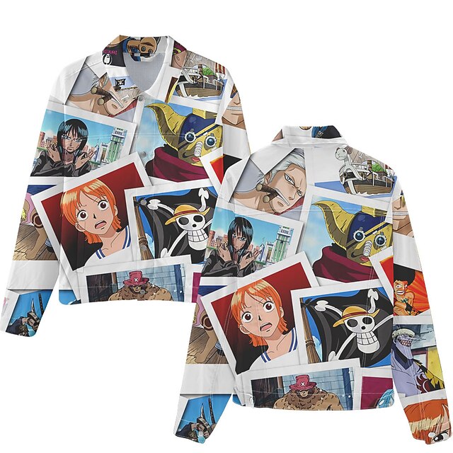 21年 ワンピースナミチョッパーロビンコスプレアニメ漫画布デミンジャケット原宿グラフィックコートに触発された女性の男性のカップルのための コレクション 36 99