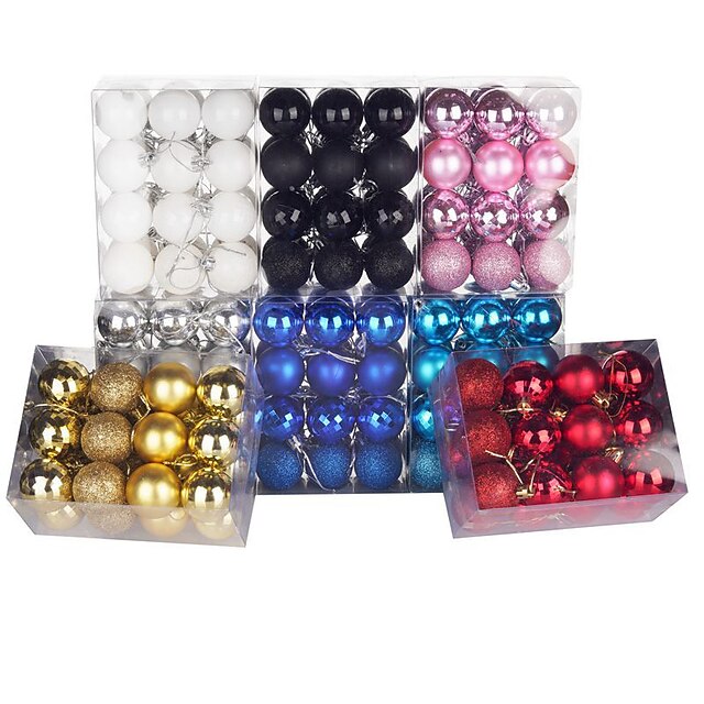 Christmas Baubles 24pcs 4cm Christmas Balls Plastic Shiny Electroplating Balls Christmas Tree