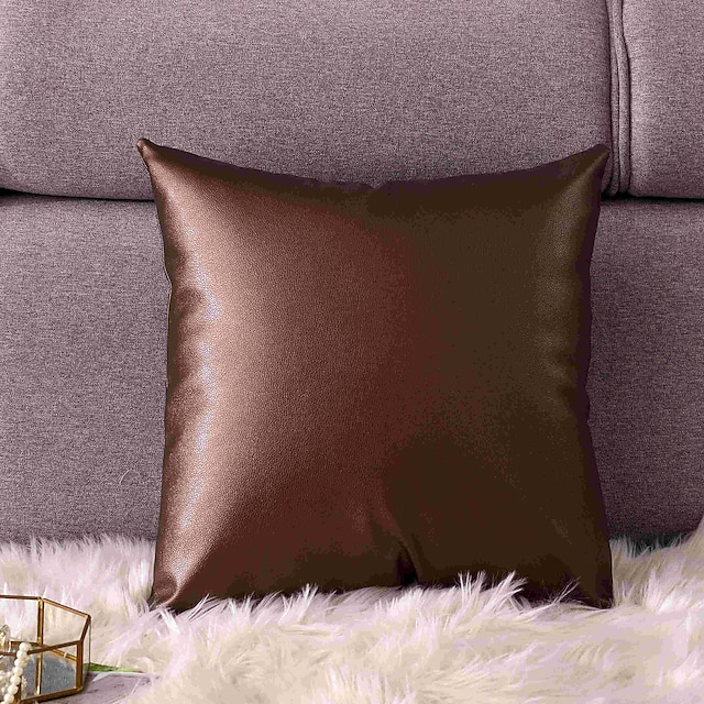 Home & Garden Home Decor | PillowCase Fashion Simplicity PU Soft Skin Solid Color Splicing Style Pillow Case Cover Living Room B