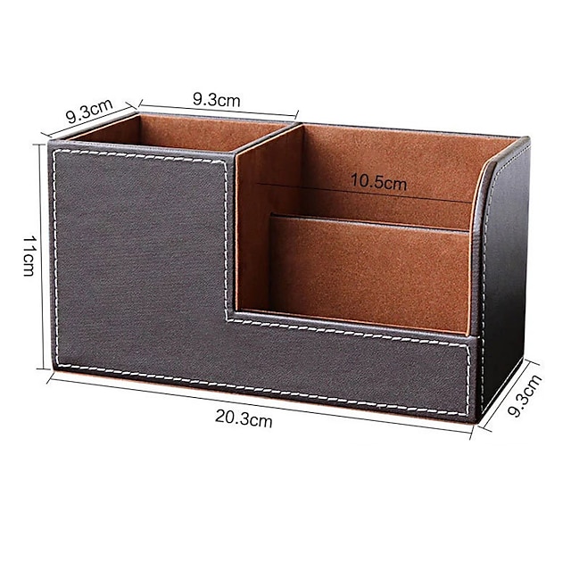 Consumer Electronics Stationery | Office Desktop Stationery Storage Box Compartment Simple Plastic Pen Holder 20.3*9.3*11cm - BZ