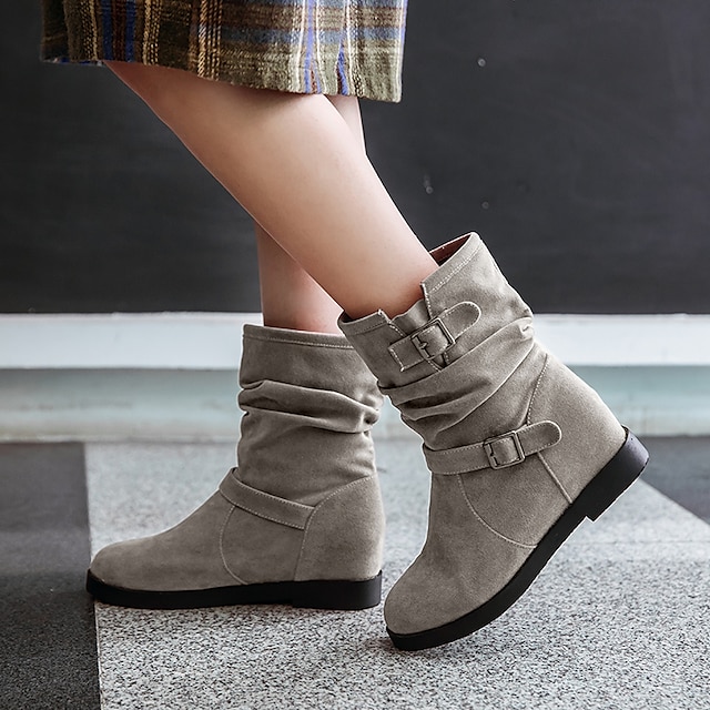 Ladies Women Tassel Braid Mid-Calf Boots Faux Suede Hidden Heel Comfy Shoes Size