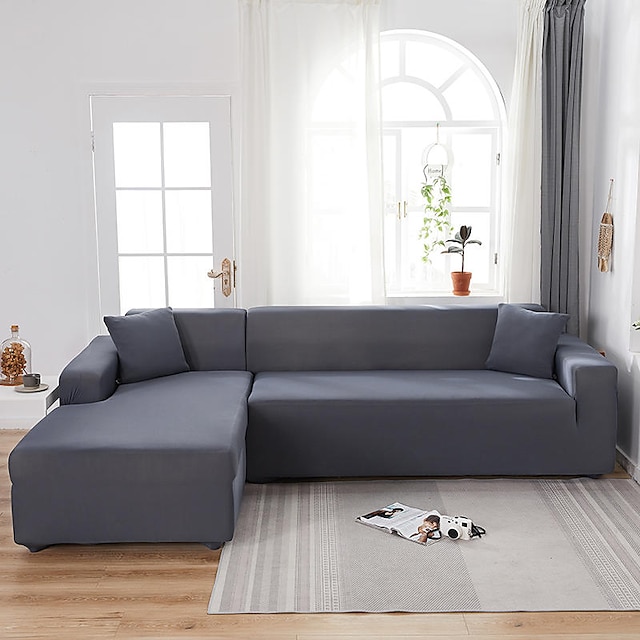  reine Farbe feste Stretch-Schonbezug Spandex Jacquard rutschfeste weiche Couch Sofabezug mit einem kostenlosen Boster Casewashable Möbelschutz mit rutschfestem Schaum und elastischem Boden für Kinder