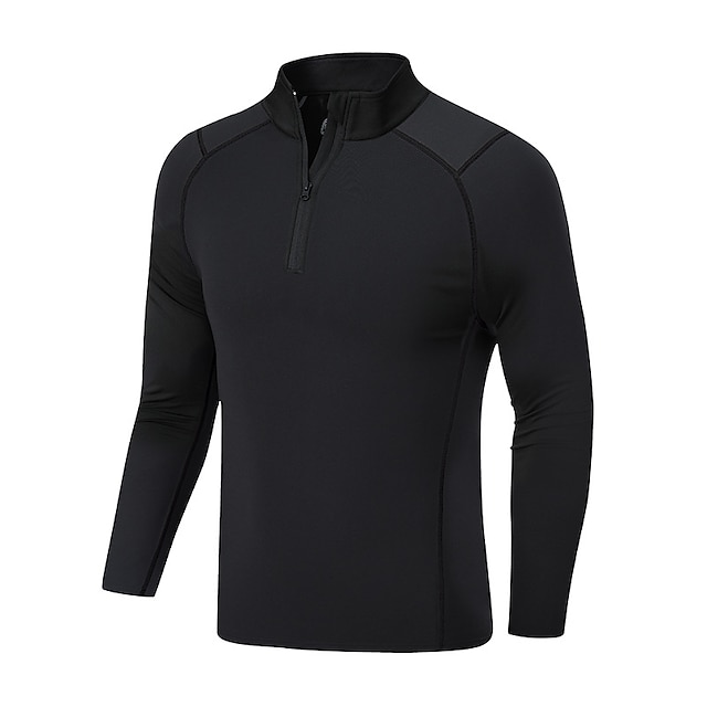 Sports & Outdoors Running, Jogging & Walking | Mens Long Sleeve Compression Shirt Half Zip Sweatshirt Top Athletic Spandex Quick