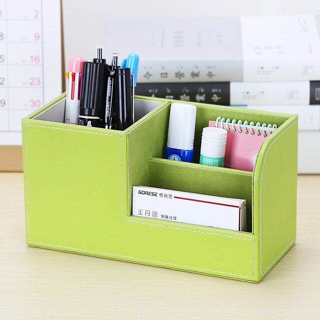 Consumer Electronics Stationery | Office Desktop Stationery Storage Box Compartment Simple Plastic Pen Holder 20.3*9.3*11cm - BZ