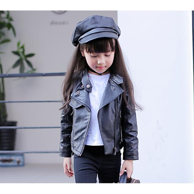 Baby & Kids Girls Clothing | Kids Girls Coat Long Sleeve Black Pink Red Solid Color Fall Winter Cool 2-8 Years - WB83203