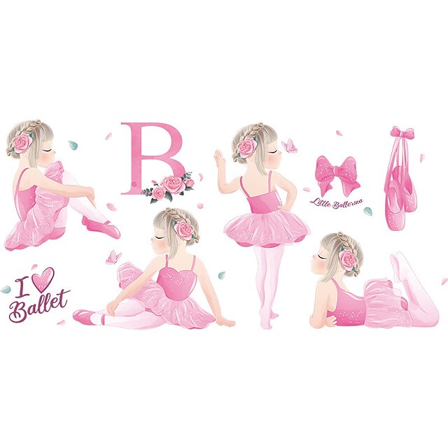 Home & Garden Home Decor | Dancing Girl Ballet Shoes Wall Stickers Living Room Kids Room Kindergarten Removable Pre-pasted PVC H