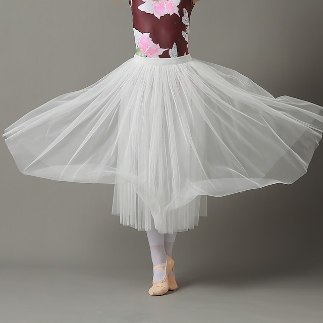  дышащие балетные юбки бальные однотонные тюль женские тренировочные высокие полиэстер шифон