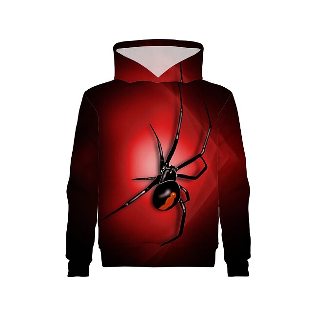 Baby & Kids Boys Clothing | Kids Boys Hoodie Long Sleeve Red 3D Print Spider School Daily Indoor Active Cute 4-12 Years / Fall -