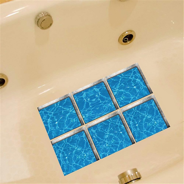 Home & Garden Home Decor | 6 PCS 3D Blue Water Ripple Waterproof Twill Floor Sticker Bathtub Anti-slip Mat Waterproof Bathtub Se