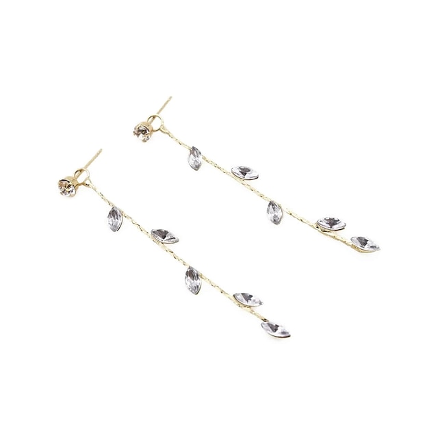 Shoes & Bags Fashion Accessories | Fashion temperament Rhinestone Leaf Earrings pair - YG57334