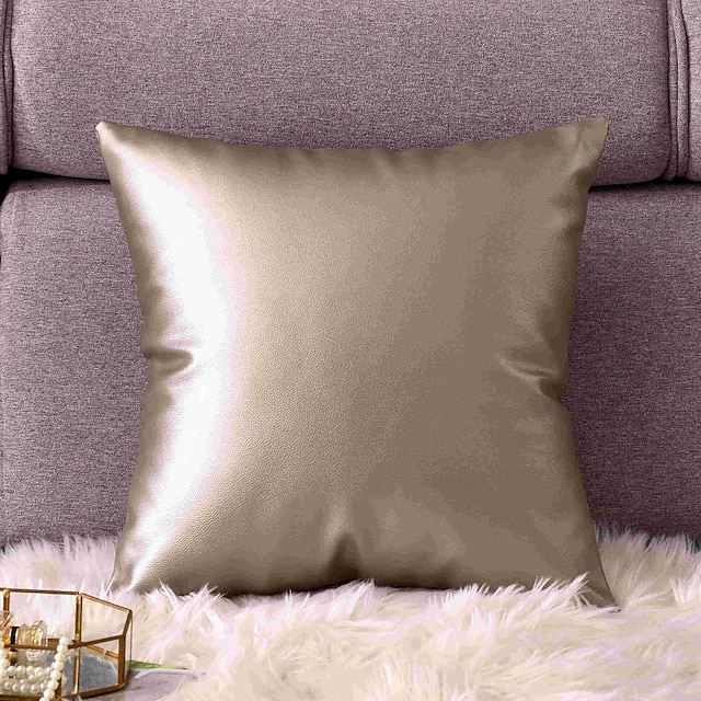 Home & Garden Home Decor | PillowCase Fashion Simplicity PU Soft Skin Solid Color Splicing Style Pillow Case Cover Living Room B