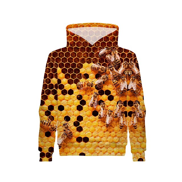 Baby & Kids Boys Clothing | Kids Boys Hoodie Long Sleeve Yellow 3D Print Bee Animal Active 4-12 Years / Fall - BV43870