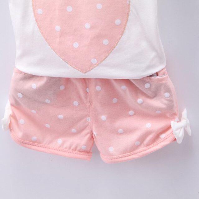 Baby & Kids Girls Clothing | Kids Girls Tank & Cami Shorts 2 Pieces Sleeveless Blue Pink Dusty Rose Dot Bow Cotton Basic Chic & 