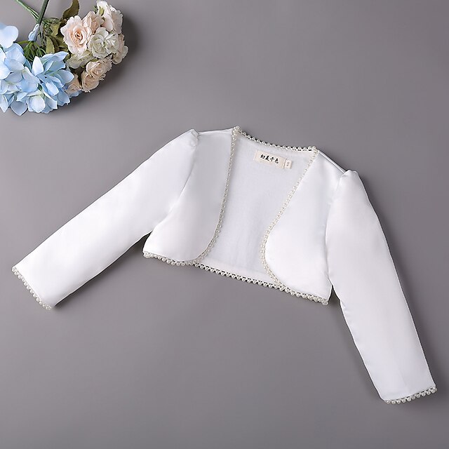 Baby & Kids Girls Clothing | Kids Girls Coat Long Sleeve White pearl White Embroidered Spring Summer Cute Party 3-12 Years / Sho