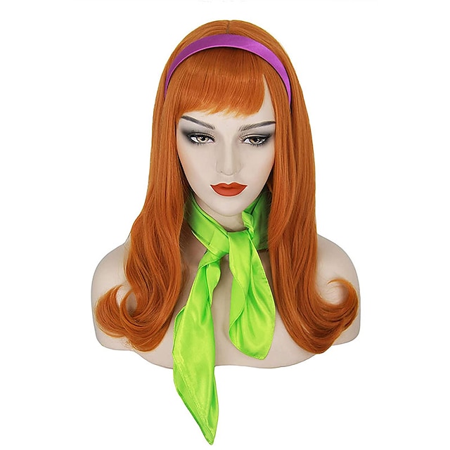  سكوبي دو دافني wig mersi womens orange wigs for daphne cosplay long ginger wig copper hair wigs for party cosplay only wig halloween wig