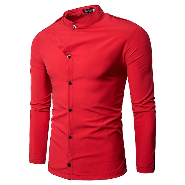 Mens Clothing Mens Shirts | Mens Casual Shirt Solid Colored Collar Casual Daily Button-Down Long Sleeve Tops Casual Fashion Brea