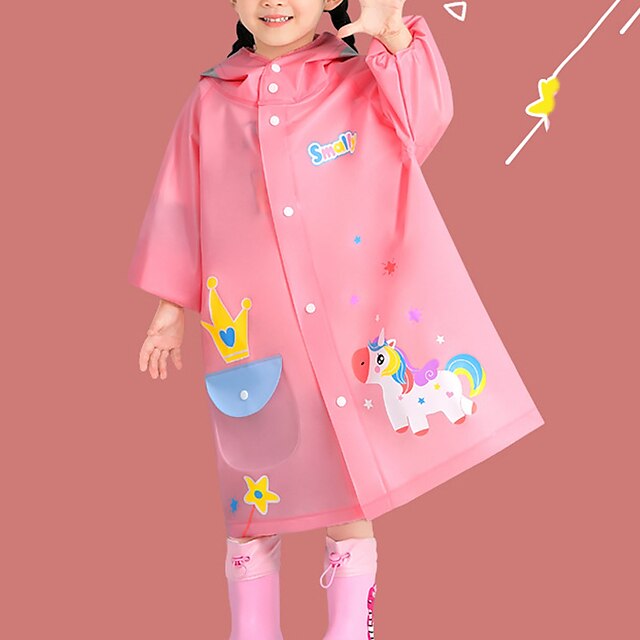 Baby & Kids Girls Clothing | Kids Unisex Raincoat Long Sleeve Vibrant yellow dinosaur (send storage bag) Sakura pink giraffe (fr