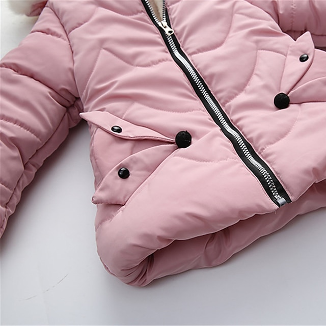 Baby & Kids Girls Clothing | Kids Girls Coat Long Sleeve Black Pink Red Plain Zipper Fall Winter Active Street 2-6 Years / Basic