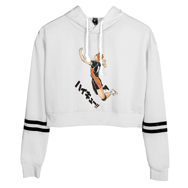 Toys & Hobbies Cosplay & Costumes | Inspired by Haikyuu Shoyo Hinata Crop Top Hoodie Anime Polyster Print Harajuku Graphic Kawai