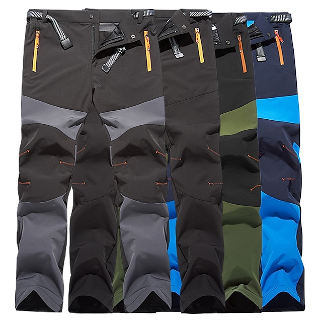  Calças de carga masculinas calças táticas ao ar livre de secagem rápida leve impermeável calças de montanha caminhadas com cinto respirável secagem rápida bolso com zíper cintura elástica calças pretas calças de escalada