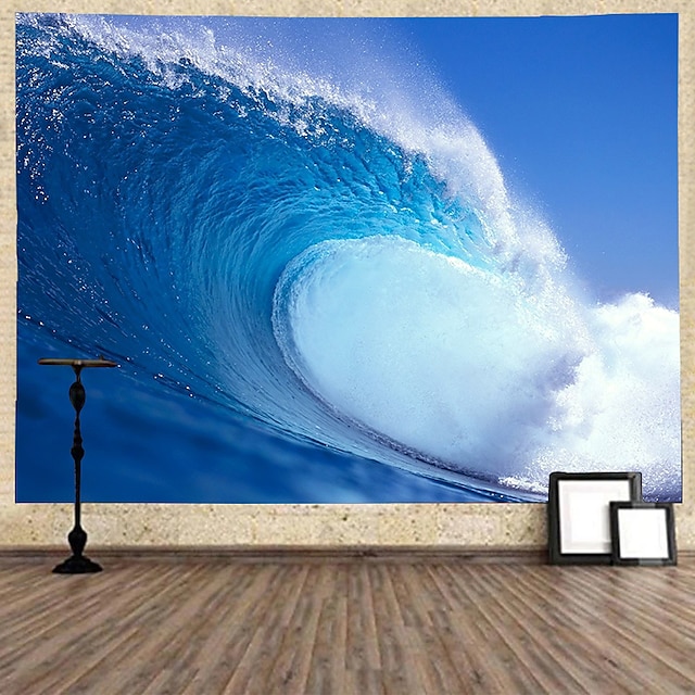  Tapiz de pared grande con olas del océano, decoración artística, manta, cortina, colgante, hogar, dormitorio, sala de estar, decoración