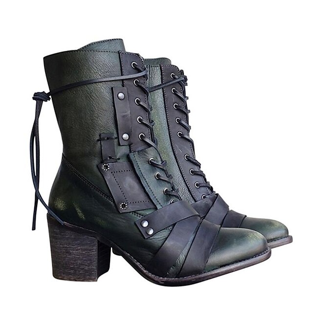 Mujer Botas Botas de Combate Botas a media pierna Botines Botines Con  Cordón Tacón Cuadrado Dedo Puntiagudo Diario PU Cremallera Bloque de color  Verde Negro Morado 8773627 2022 – $37.75