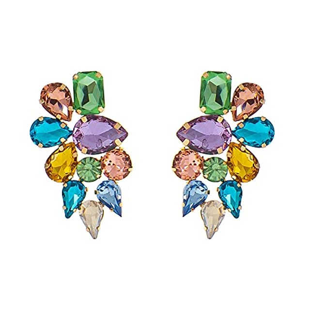 bridal cluster rhinestone stud earrings, marquise colorful stones studded candy women statement stud earrings fashion jewelry